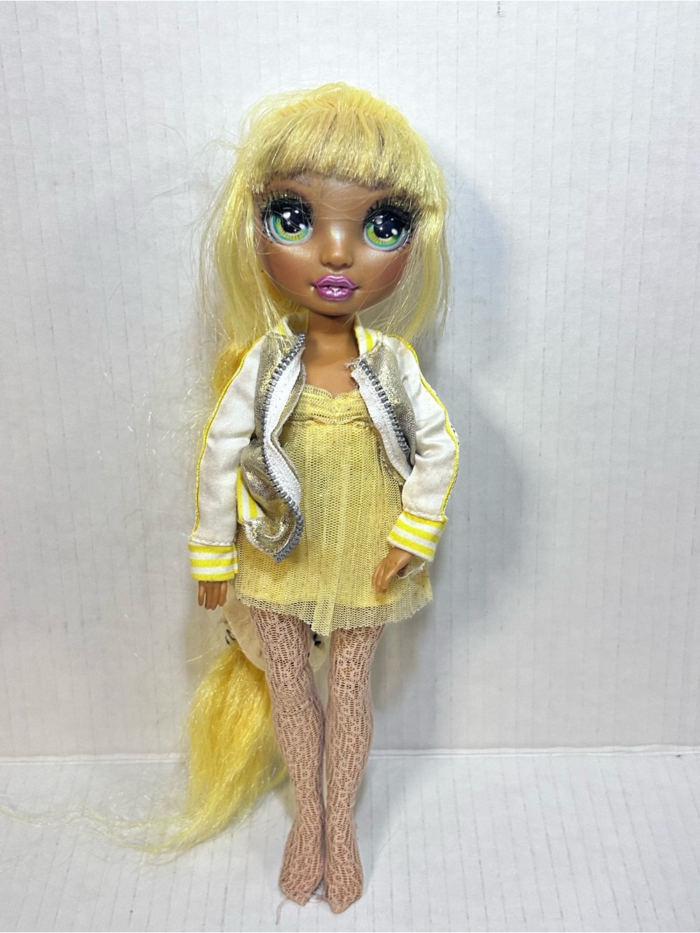 Kids Fashion Doll in Yellow Dress and White Jacket